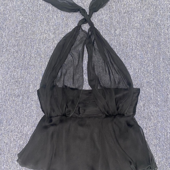 ‼️❌SOLD❌‼️Valentino Rare Black Silk Halter Top White Label Iconic Luxury Style - Picture 6 of 6